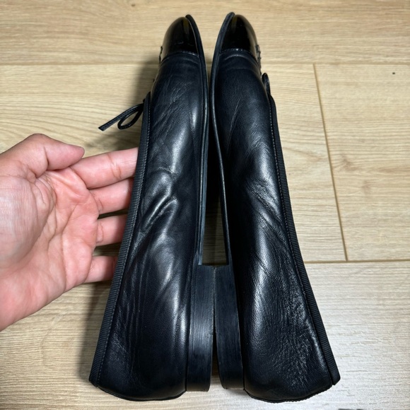 Chanel Black Leather Patent Cap Toe Ballerina Ballet Flats Size 10 Us. - Picture 8 of 10